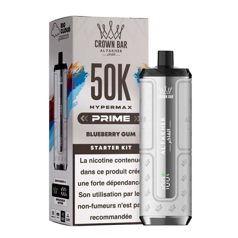 Puff Al Fakher Crown Bar Hypermax Prime 50K Blueberry Gum