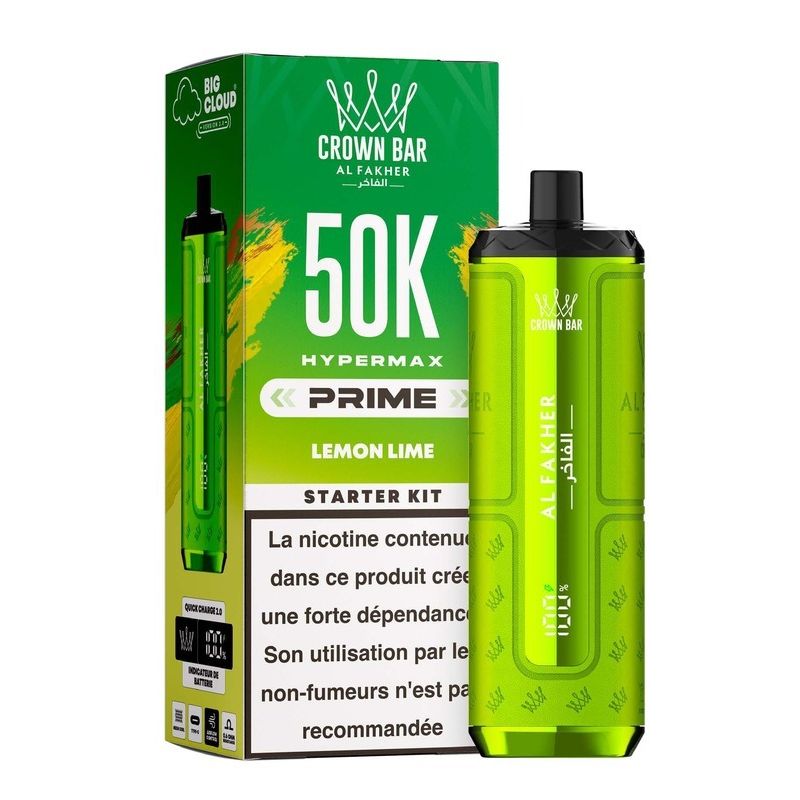 Puff Al Fakher Crown Bar Hypermax Prime 50K Lemon Lime