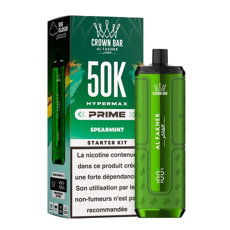 Puff Al Fakher Crown Bar Hypermax Prime 50K Spearmint