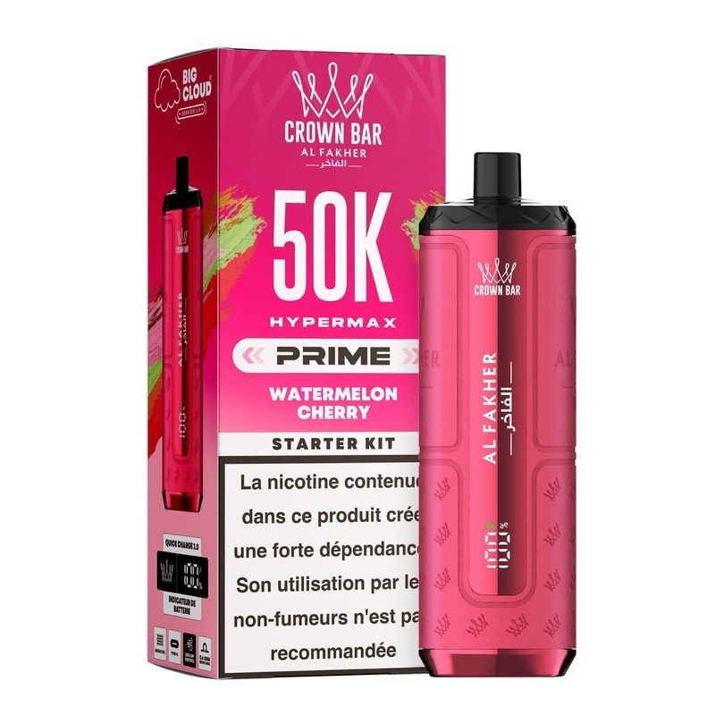 Puff Al Fakher Crown Bar Hypermax Prime 50K Watermelon Cherry