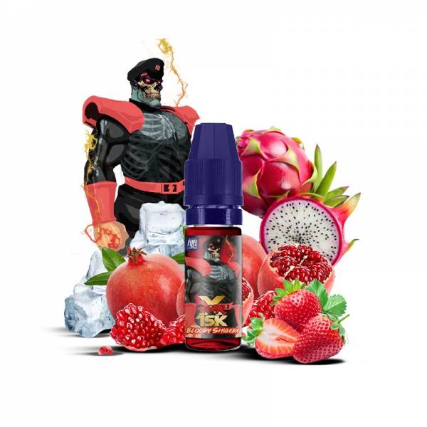 E-liquide Bloody Shigeri Sel de Nicotine 10ml XFighter 15K Fighter Fuel - saveurs fruit du dragon, fruits rouges, fraîcheur (visuel ingrédients)
