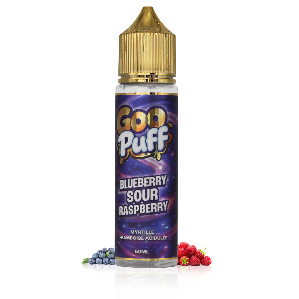 E-liquide Blueberry Sour Raspberry 50ml Goo Puff Guilab - saveurs myrtille et framboise acidulée