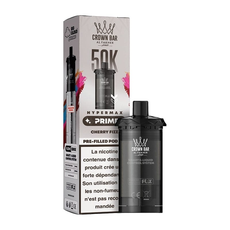 Cartouche Crown Bar HyperMax Prime 50K Lemon Lime Cherry Fizz 10ml - Al Fakher - cartouche Al Fakher