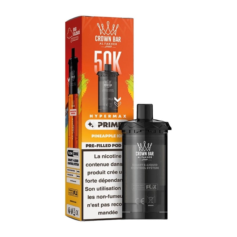 Cartouche Crown Bar HyperMax Prime 50K Pineapple Ice 10ml - Al Fakher - cartouche Al Fakher