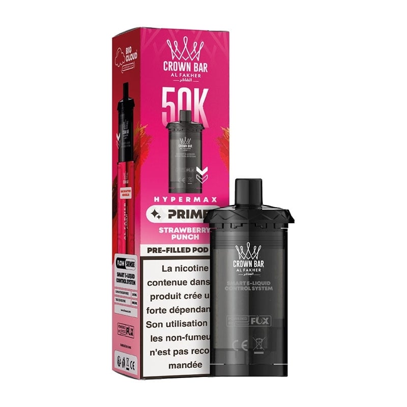 Cartouche Crown Bar HyperMax Prime 50K Strawberry Punch 10ml - Al Fakher - cartouche Al Fakher