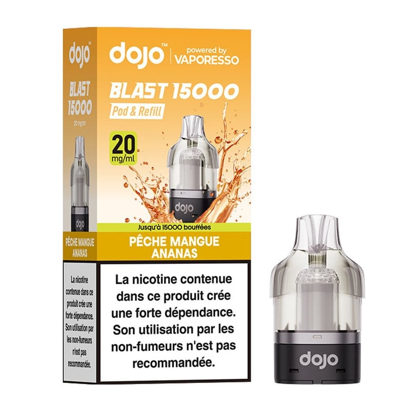 Cartouche Dojo Blast 15K Pêche Mangue Ananas Vaporesso - recharge préremplie 10ml en sels de nicotine