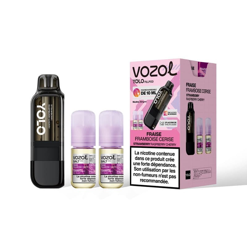 Cartouche Yolo 40K Fraise Framboise Cerise Vozol - cartouche 10ml et 2 e-liquides 20mg pour puff Yolo