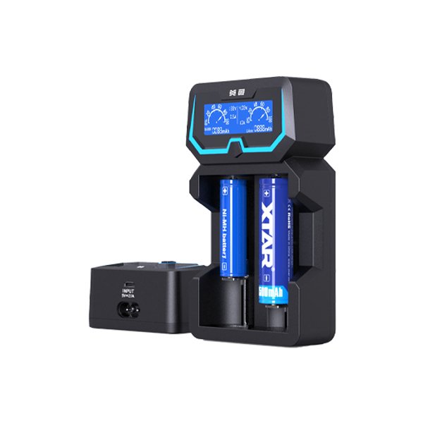 Chargeur X2 2 slots - XTAR - vue 4 du chargeur d’accus