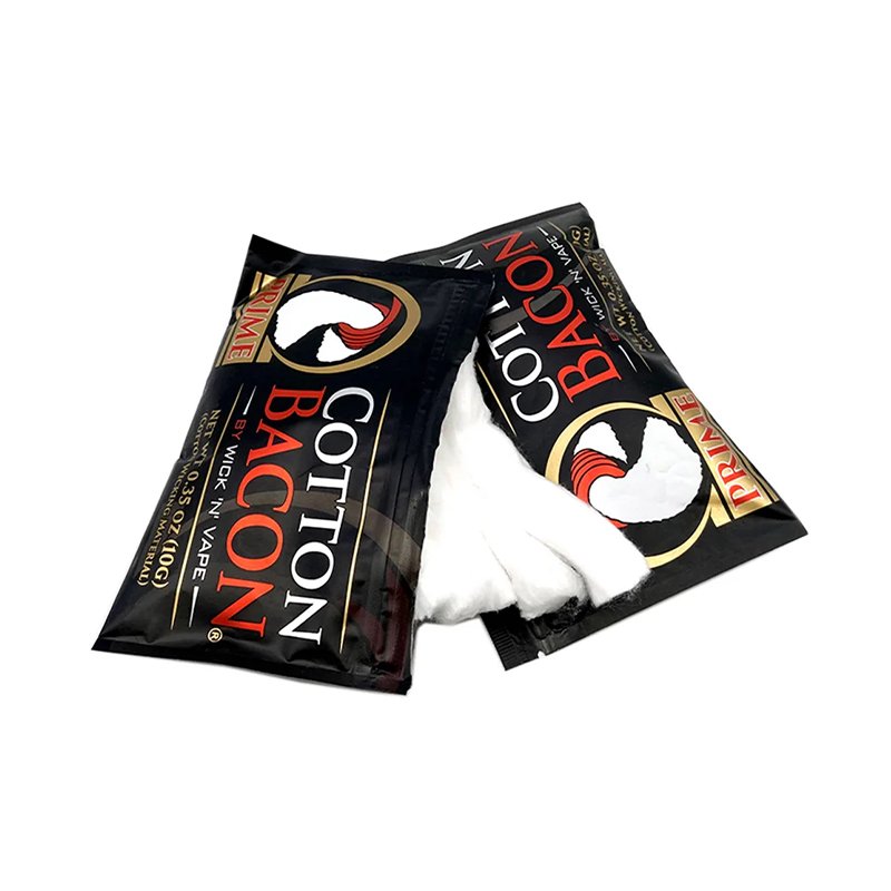 Cotton Bacon Prime - Wick'N'Vape - sachet ouvert montrant le Cotton Bacon Prime
