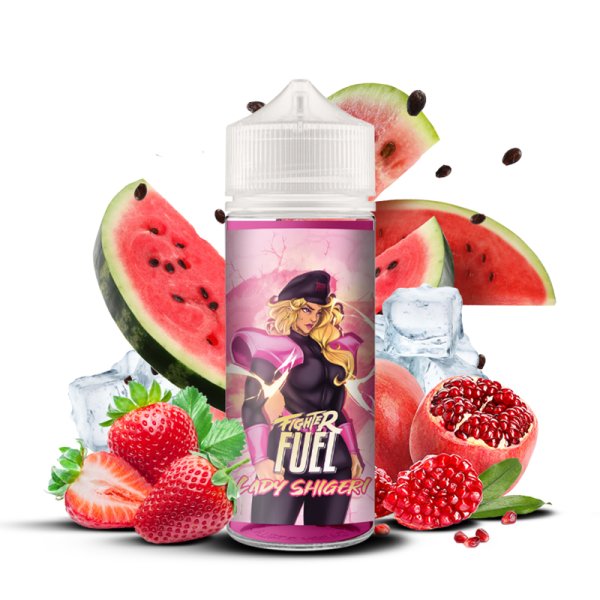 E-liquide Lady Shigeri 100ml Fighter Fuel - saveurs fraise, grenade et pastèque