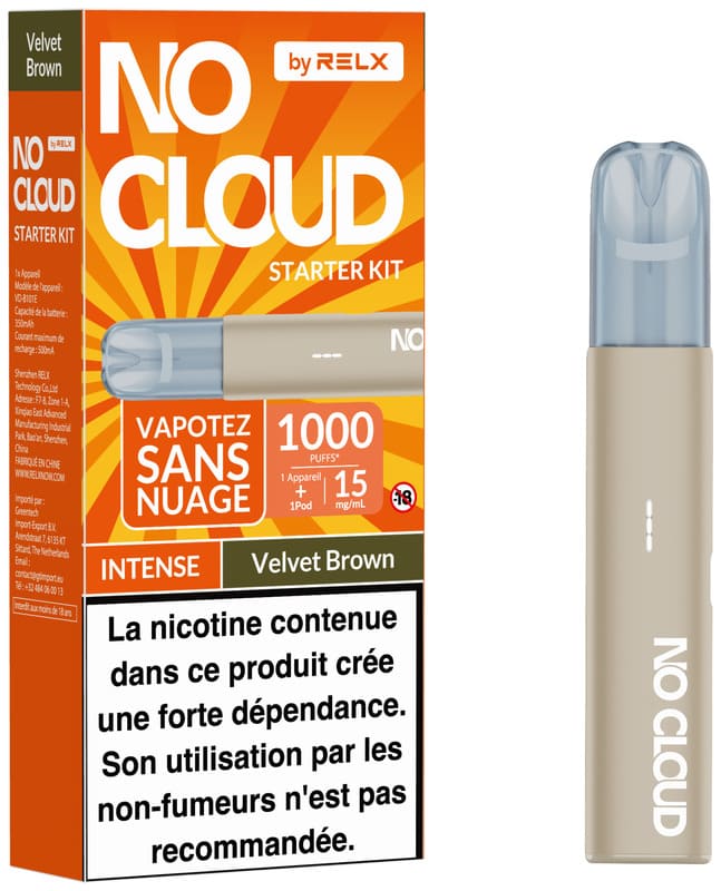 Kit No Cloud Intense 15mg Velvet Brown - RELX - Alliancetech.fr