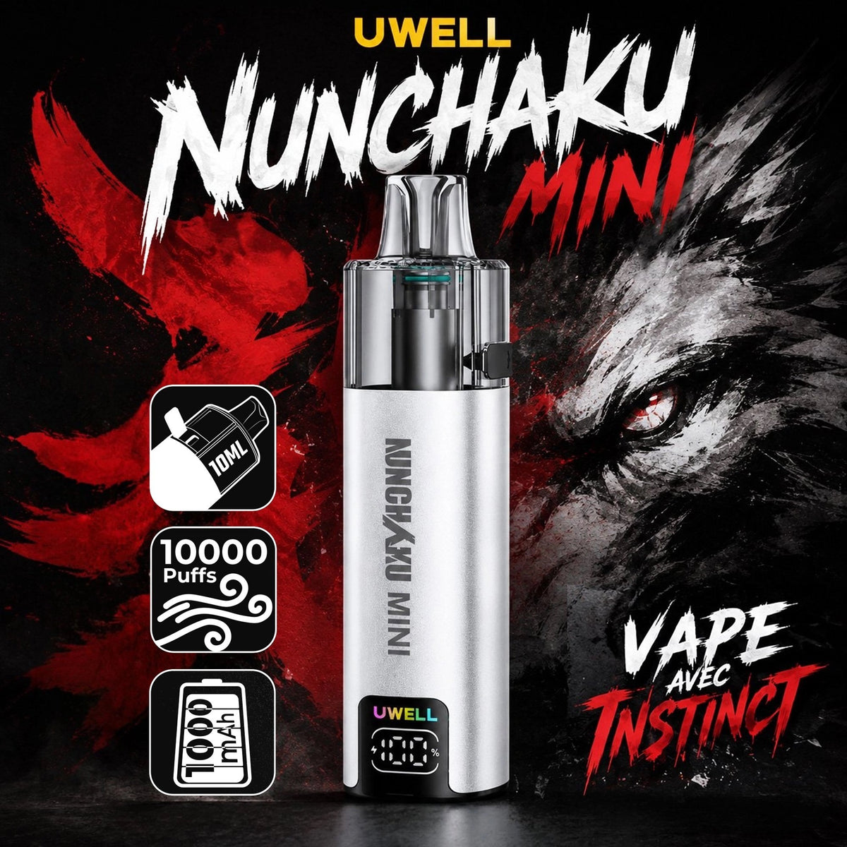 Kit Pod Nunchaku Mini 10 ml 1000 mAh - Uwell - les 5 coloris - Alliancetech.fr