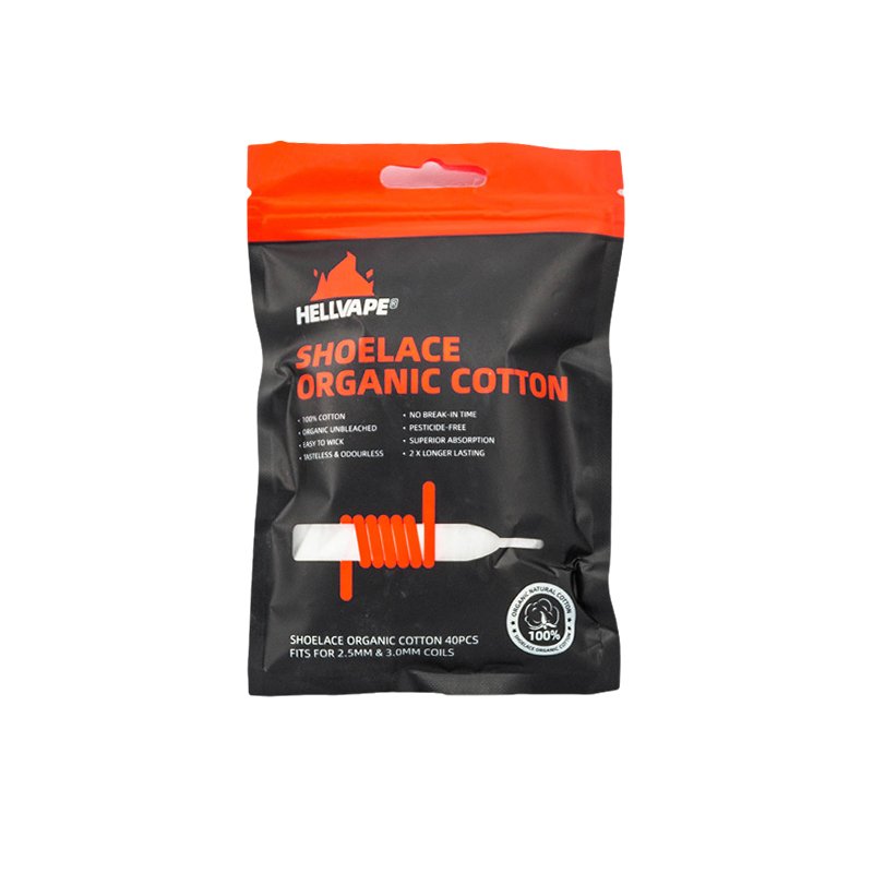 Lacets de coton organique (X40) - Hellvape - sachet Hellvape de 40 lacets vue de face