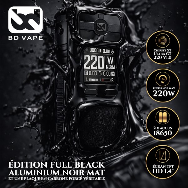 Mod Rayden 220 Full Black - BD Vape - face-avant