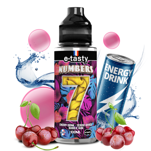 E-liquide Numbers 07 100ml E-Taste - saveurs energy drink, cerise givrée et bubble gum