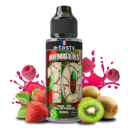 E-liquide Numbers 10 100ml E-Taste - saveurs fraise, kiwi et coulis de framboise