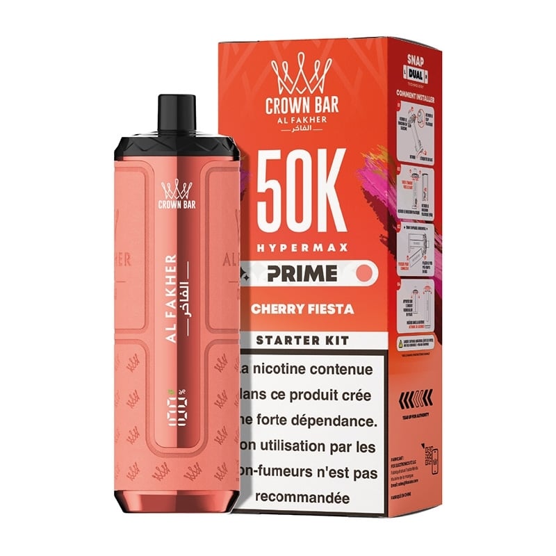 Puff Al Fakher Crown Bar Hypermax Prime 50K Cherry Fiesta - 50000 bouffées rechargeable