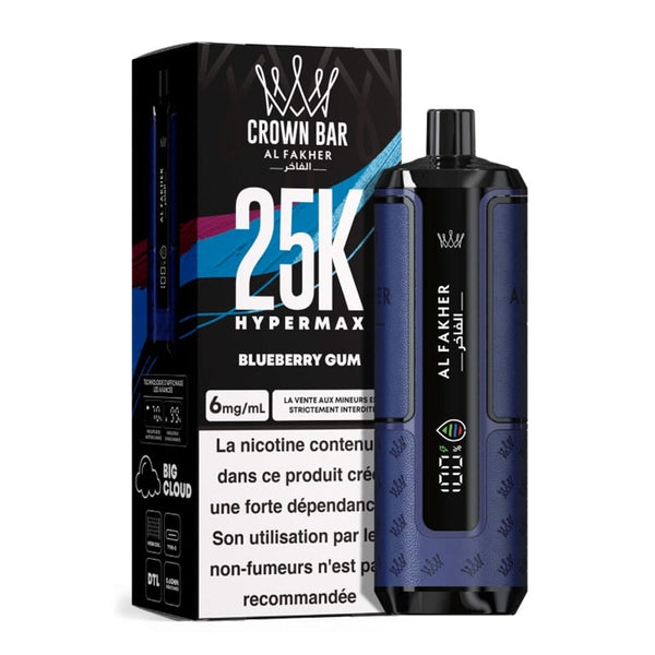 Puff Crown Bar HyperMax 25K Blueberry Gum - Al Fakher - Al Fakher - Cigarette Électronique & Vape | Alliancetech.fr
