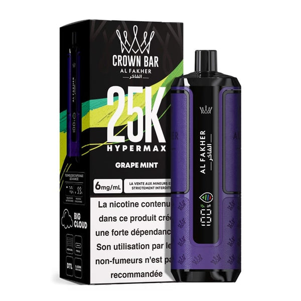 Puff Crown Bar HyperMax 25K Grape Mint - Al Fakher - Al Fakher - Cigarette Électronique & Vape | Alliancetech.fr