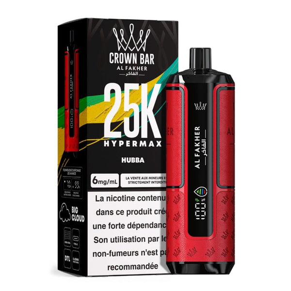 Puff Crown Bar HyperMax 25K Hubba - Al Fakher - Al Fakher - Cigarette Électronique & Vape | Alliancetech.fr