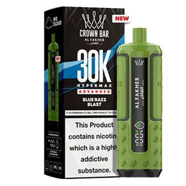 Puff Crown Bar HyperMax Advanced 30K Blue Razz Blast - Al Fakher - Al Fakher - Cigarette Électronique & Vape | Alliancetech.fr