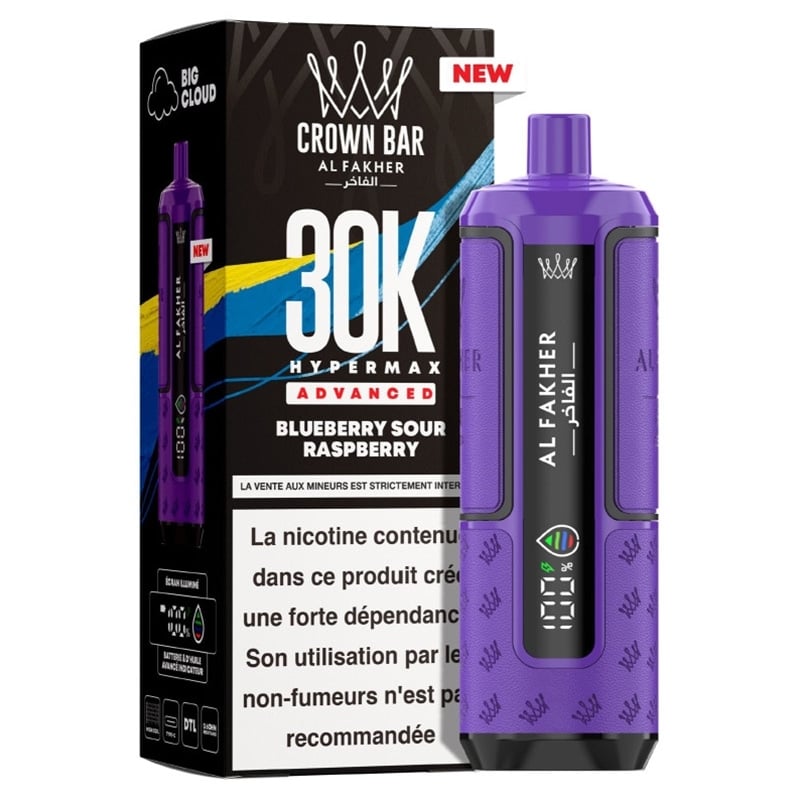 Puff Crown Bar HyperMax Advanced 30K Blueberry Sour Raspberry - Al Fakher
