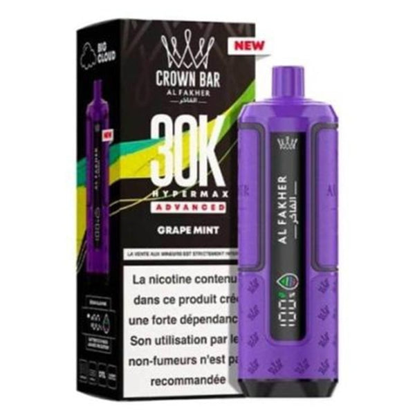 Puff Crown Bar HyperMax Advanced 30K Grape Mint - Al Fakher - Al Fakher - Cigarette Électronique & Vape | Alliancetech.fr