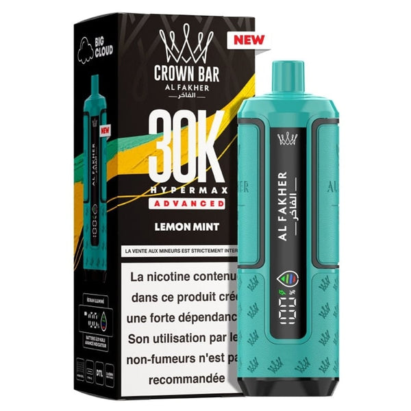 Puff Crown Bar HyperMax Advanced 30K Lemon Mint - Al Fakher - Al Fakher - Cigarette Électronique & Vape | Alliancetech.fr