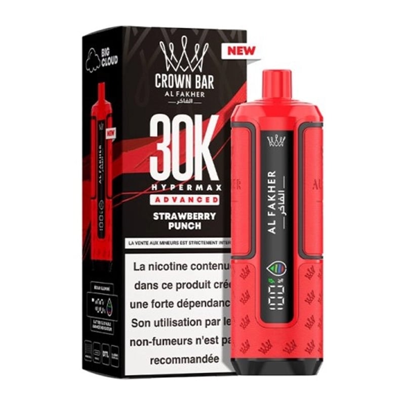 Puff Crown Bar HyperMax Advanced 30K Strawberry Punch - Al Fakher
