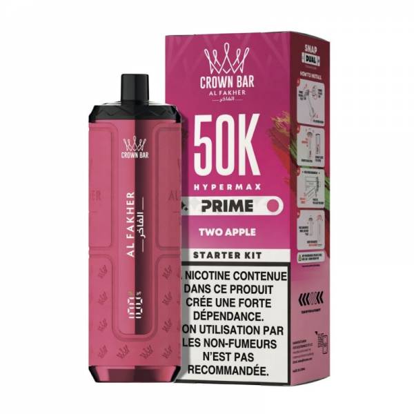 Puff rechargeable Al Fakher Crown Bar Hypermax Prime 50K - Double Apple