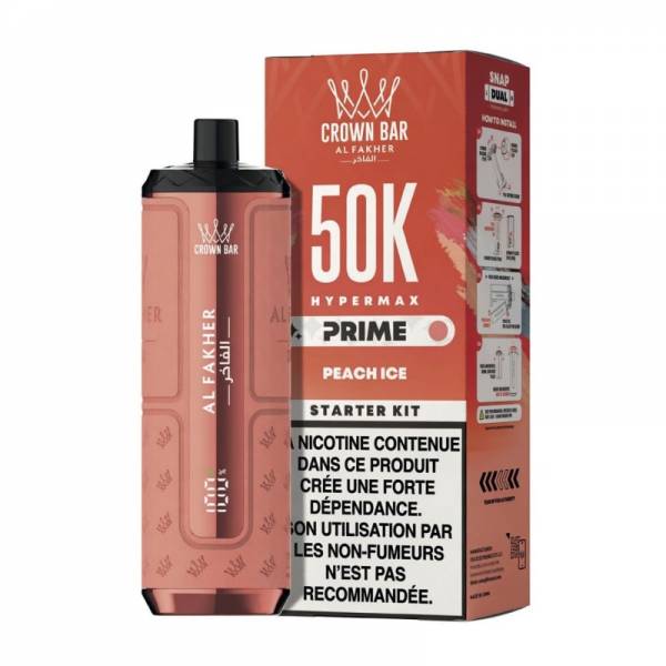 Puff rechargeable Al Fakher Crown Bar Hypermax Prime 50K - Peach Ice