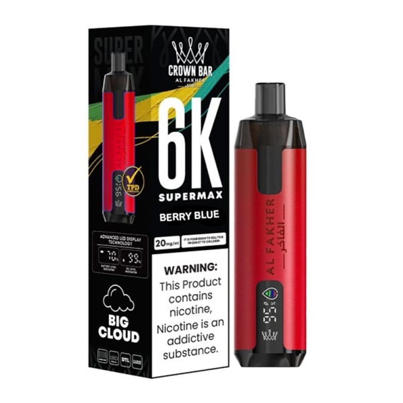 Puff Crown Bar SuperMax 6K Berry Blue - Al Fakher