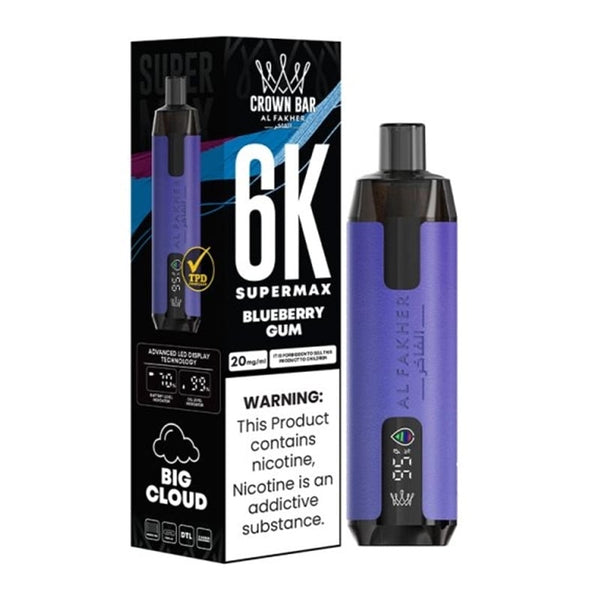 Puff Crown Bar SuperMax 6K Blueberry Gum - Al Fakher - Al Fakher - Cigarette Électronique & Vape | Alliancetech.fr
