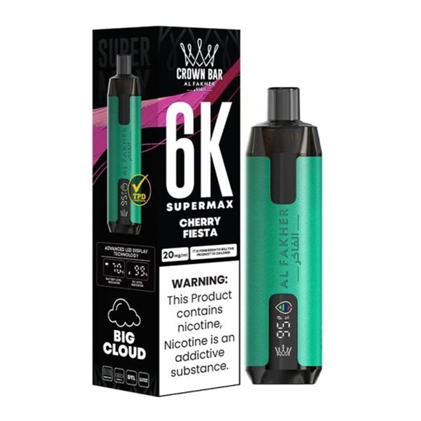 Puff Crown Bar SuperMax 6K Cherry Fiesta - Al Fakher - Al Fakher - Cigarette Électronique & Vape | Alliancetech.fr