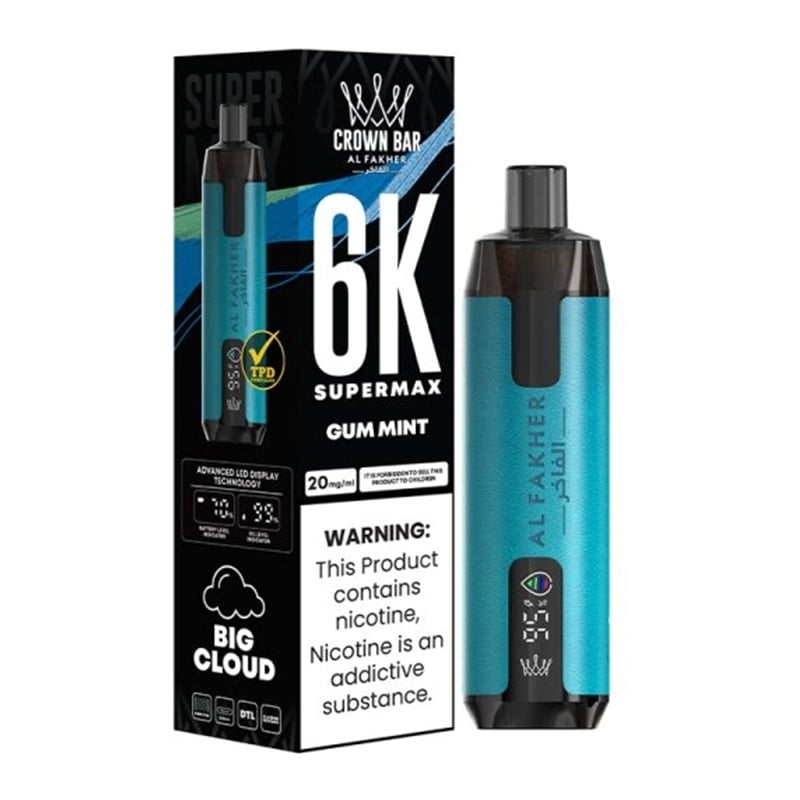 Puff Crown Bar SuperMax 6K Gum Mint - Al Fakher
