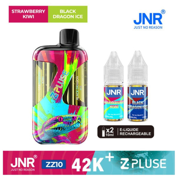 Puff JNR Z Pluse 42K+ Strawberry Kiwi & Black Dragon Ice - cigarette électronique rechargeable