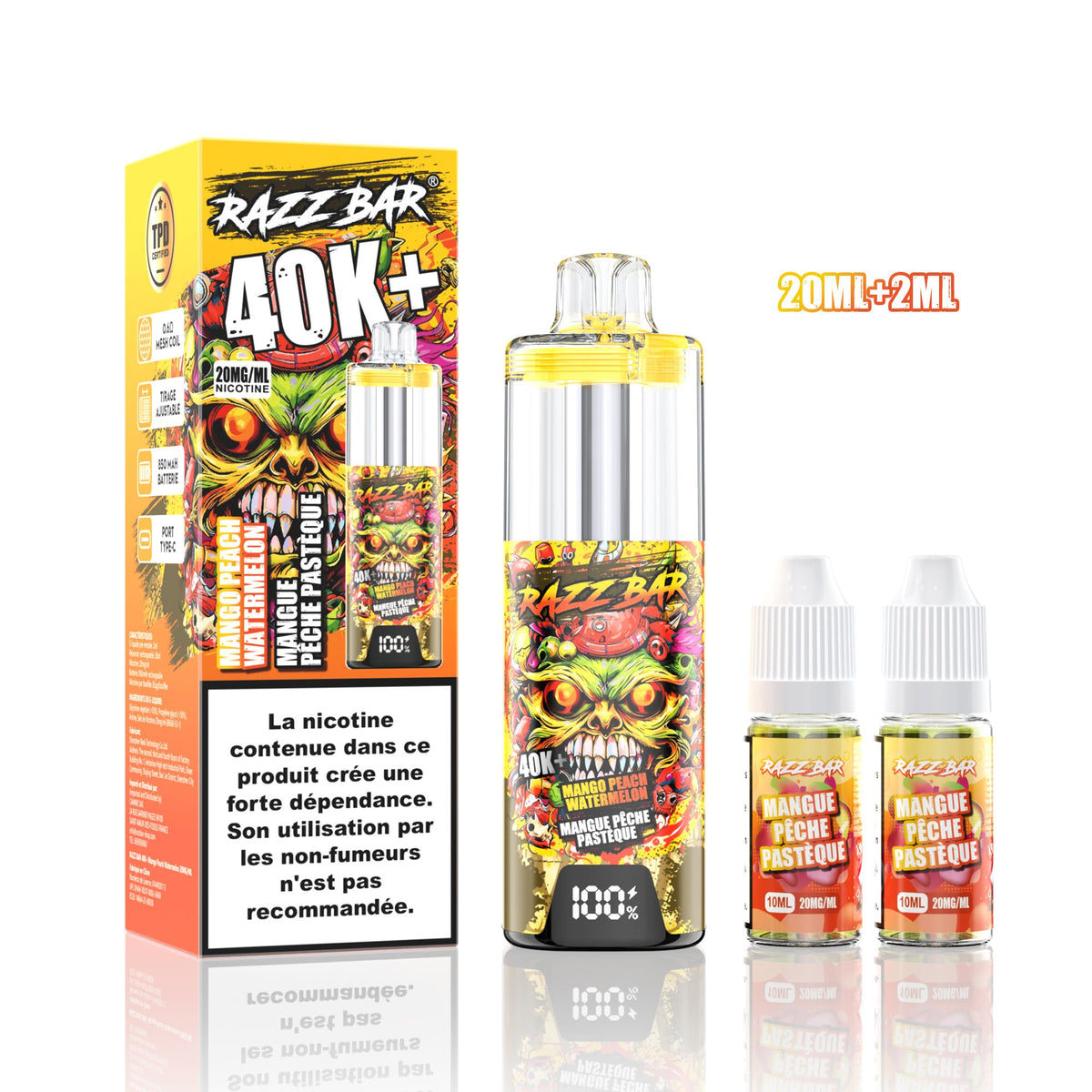 Puff RazzBar 40K+ Mango Peach Watermelon - 20mg/ml