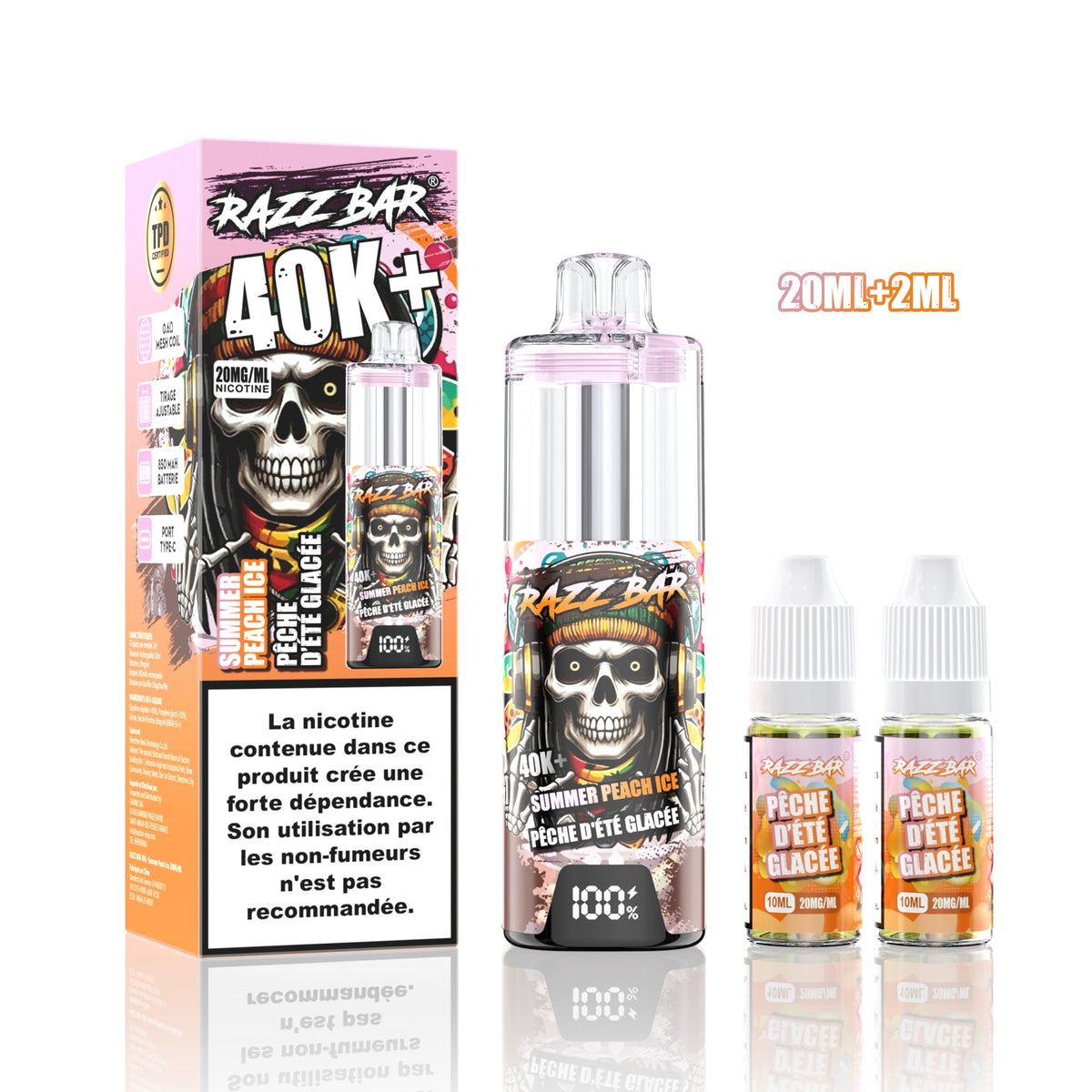 Puff RazzBar 40K+ Summer Peach Ice - 20mg/ml