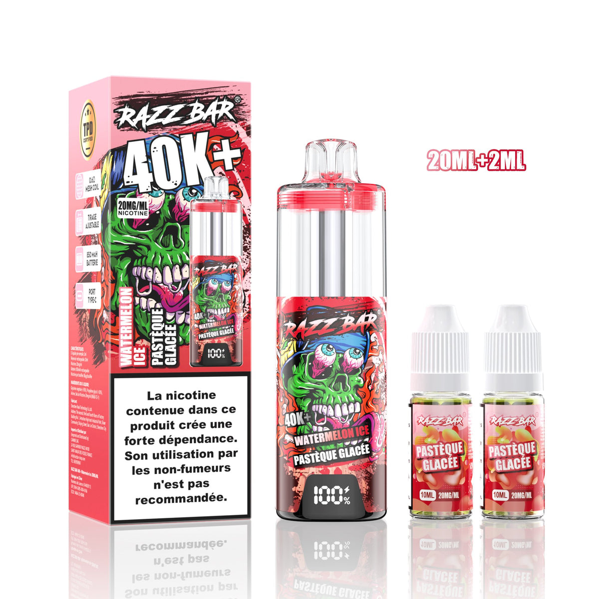 Puff RazzBar 40K+ Watermelon Ice - 20mg/ml