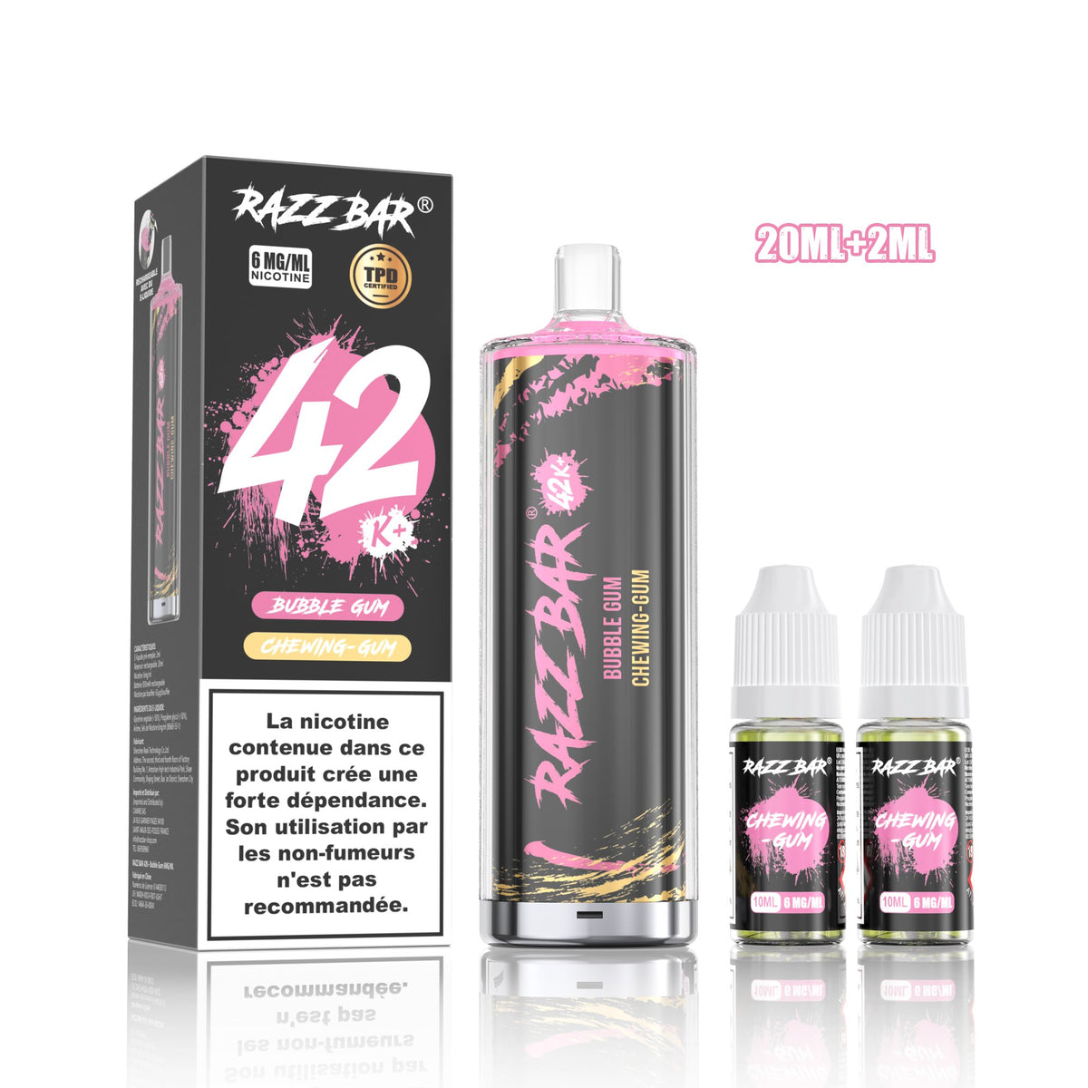 Puff RazzBar 42K+ Bubble Gum - 6mg/ml
