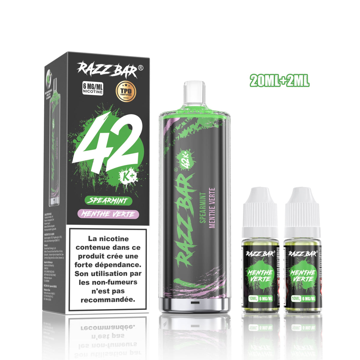 Puff RazzBar 42K+ Spearmint - 6mg/ml