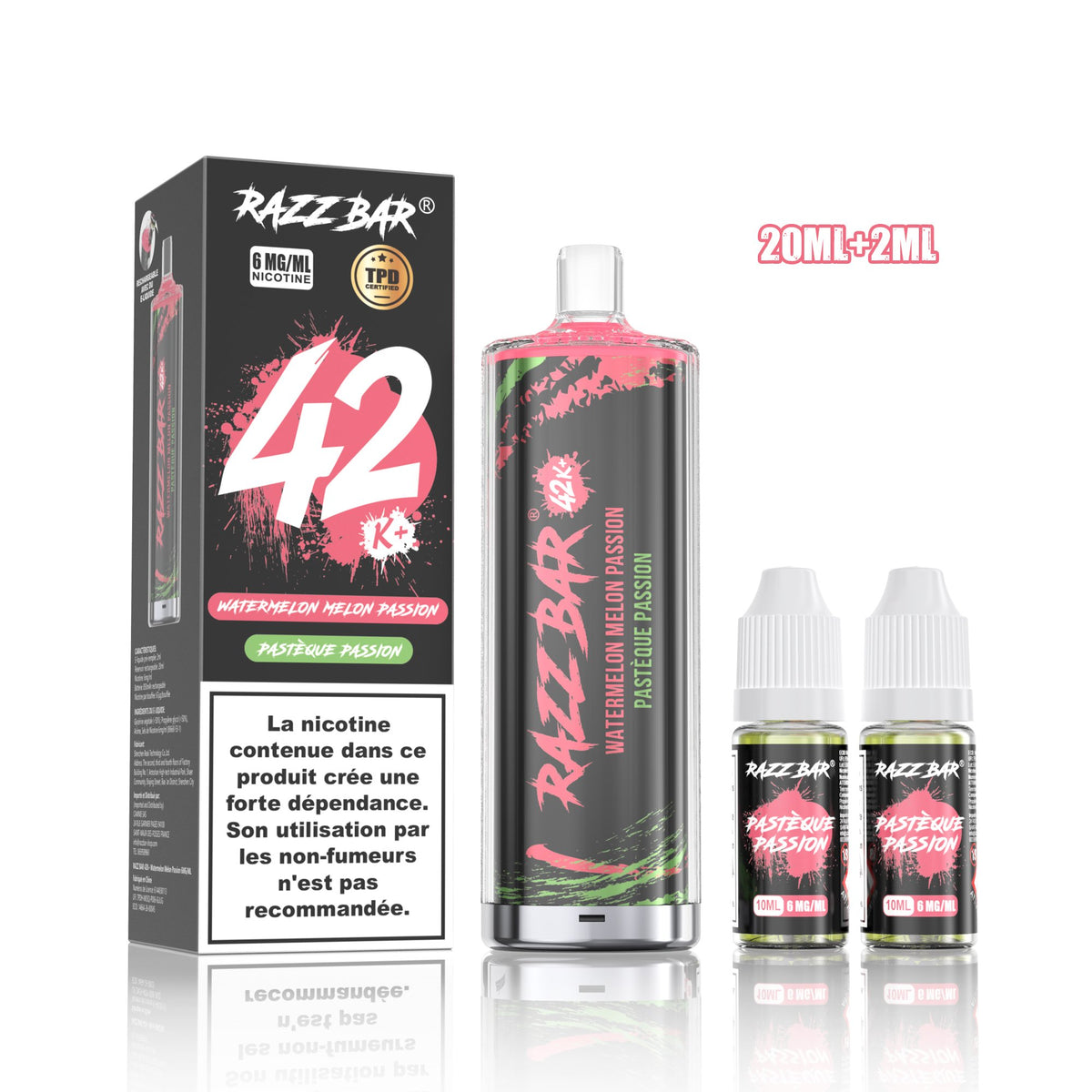 Puff RazzBar 42K+ Watermelon Melon Passion - 6mg/ml