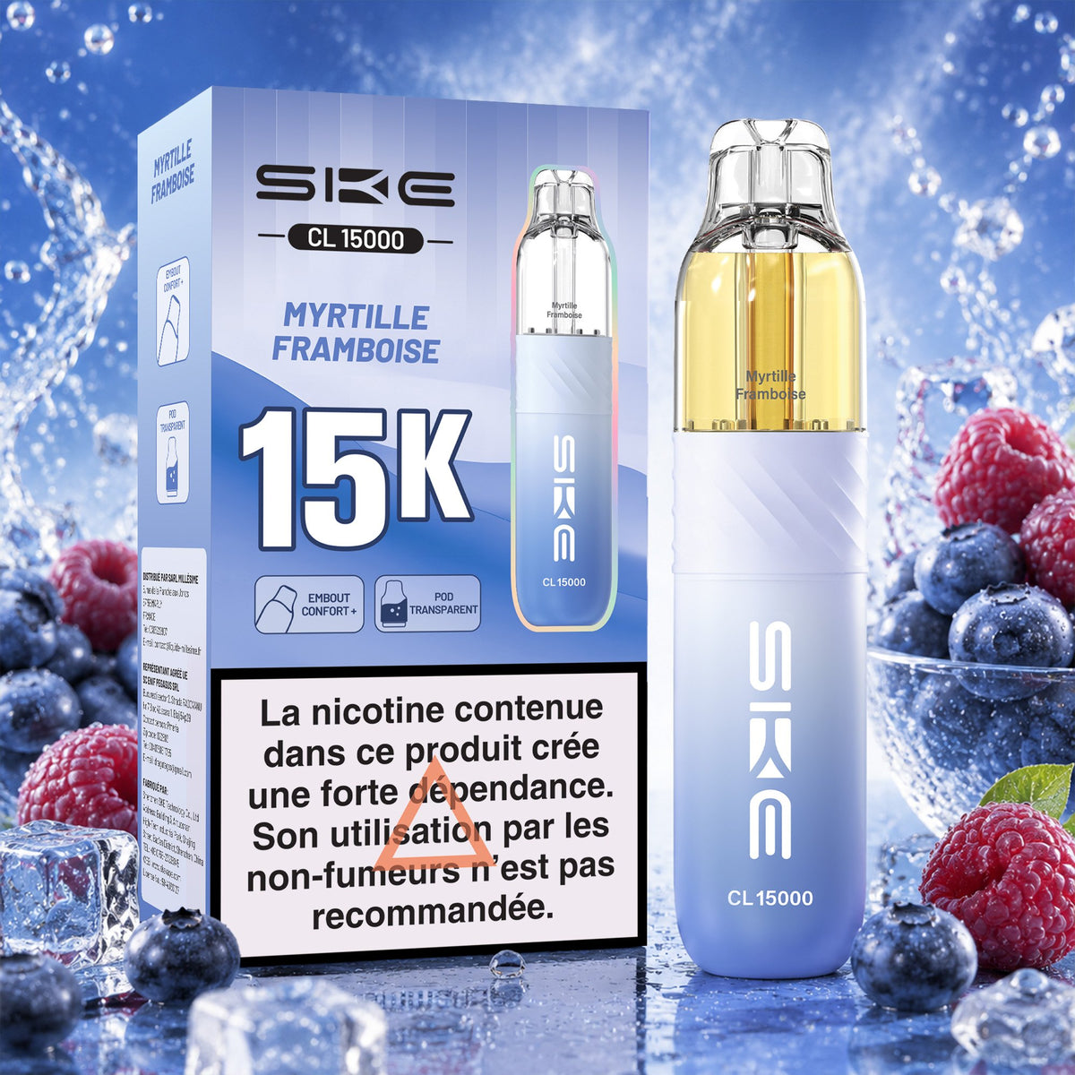 Puff SKE CL15000 15K - Myrtille Framboise - 10 mg