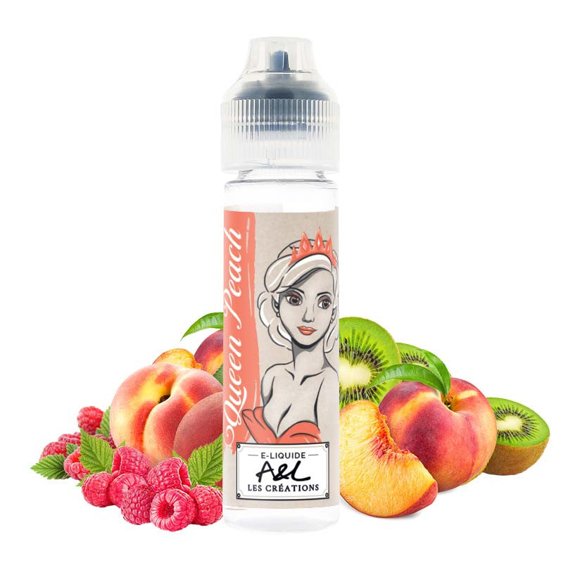 E-liquide Queen Peach A&L Les Créations 50ml - pêche, framboise et kiwi