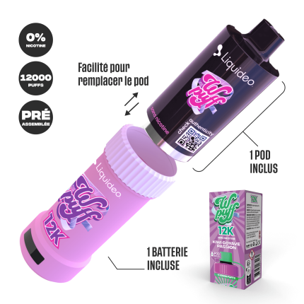 Puff Wpuff 12K Starter Kit Kiwi Goyave Passion Liquideo - Kit complet sans nicotine 12000 bouffees