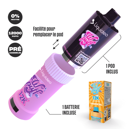 Puff Wpuff 12K Starter Kit Tropical Liquideo - Kit complet sans nicotine 12000 bouffees