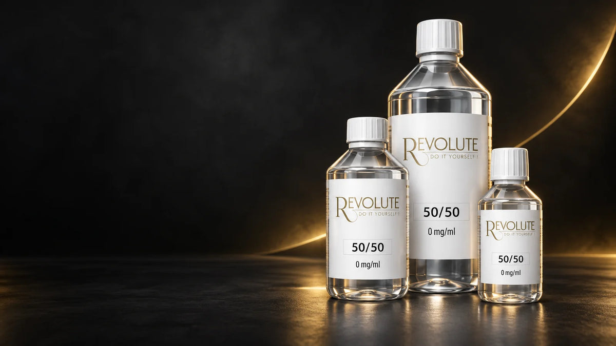 Bases e-liquide Revolute 50/50 en formats 100 ml, 200 ml et 1 litre