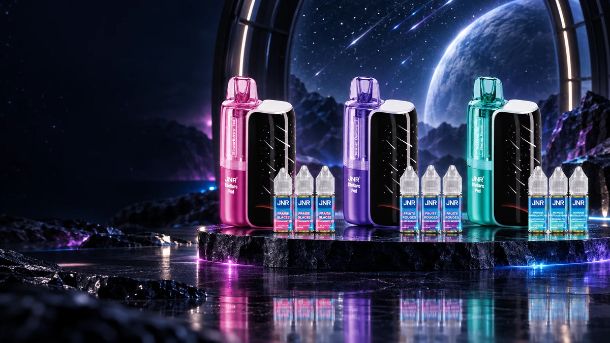 Puffs JNR Stellarc 50K rechargeables avec flacons e-liquide