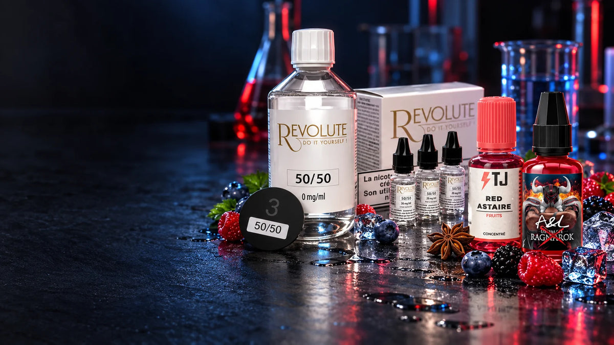 DIY e-liquide avec base Revolute, concentré Red Astaire et arôme Ragnarok