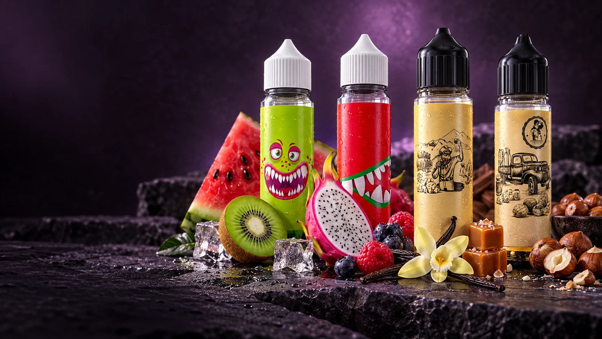 E-liquides 50 ml aux saveurs fruitées, fraîches et gourmandes